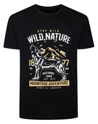 Bigdude Wild Nature Print T-Shirt Black