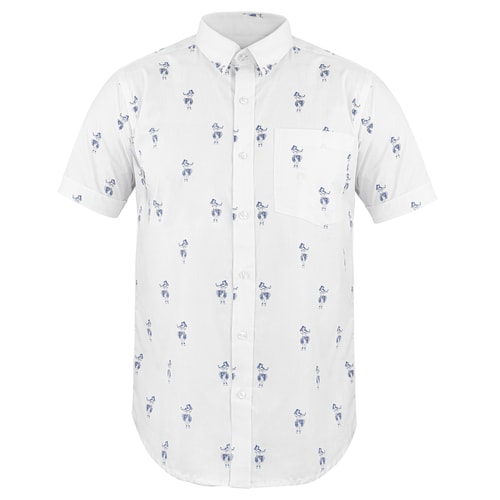 Bigdude Short Sleeve Hula Print Shirt White Tall