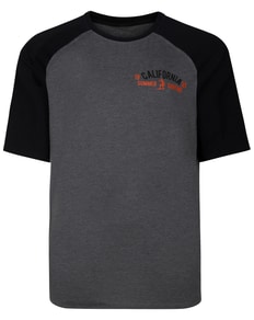Bigdude California Raglan Crew Neck T-Shirt Charcoal Black