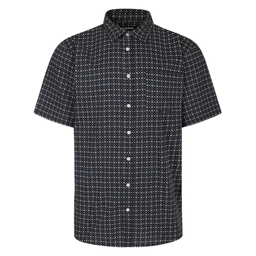 Bigdude Diamond Floral Short Sleeve Shirt Black