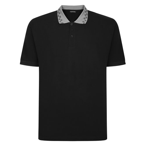 Bigdude Check Tipped Polo Black/Grey