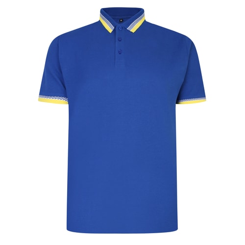 Bigdude Jacquard Contrast Pique Polo Shirt Royal Blue