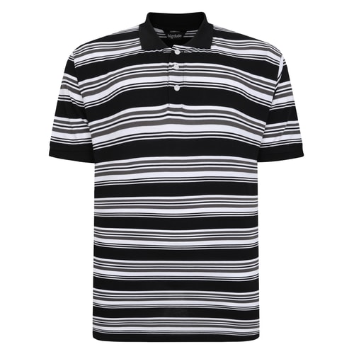 Bigdude Multi Striped Pique Polo Charcoal