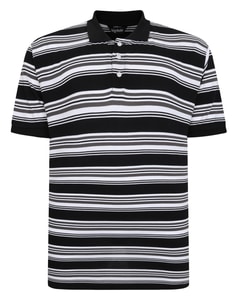 Bigdude Multi Striped Pique Polo Charcoal