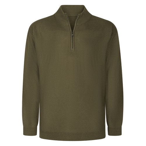 Bigdude Textured Half Zip Jumper Olive