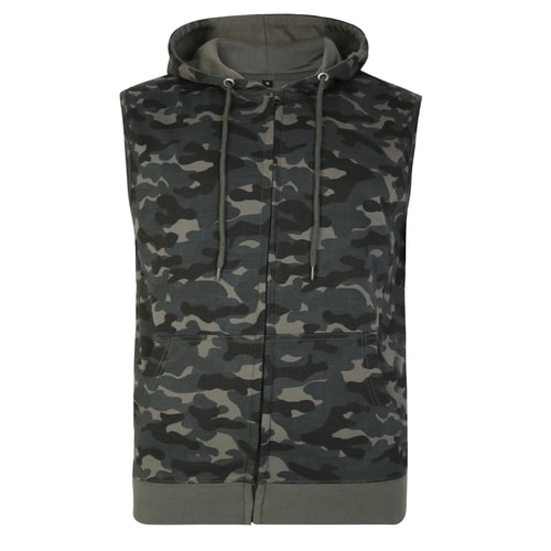 Bigdude Hooded Camo Gilet Khaki