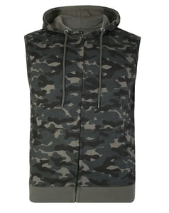 Bigdude Hooded Camo Gilet Khaki