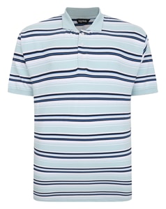 Bigdude Varsity Striped Pique Polo Light Blue