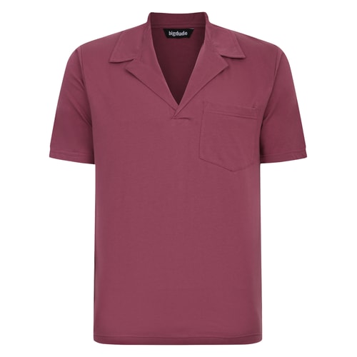 Bigdude Relaxed Collar Polo Shirt Dusty Mauve Tall