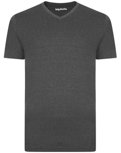 Bigdude Plain Marl V-Neck T-Shirt Charcoal Tall