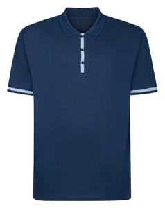 Bigdude Contrast Stripe Placket With Tipped Cuff Polo Shirt Navy