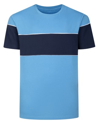 Bigdude Colour Block T-Shirt Bright Blue/Navy