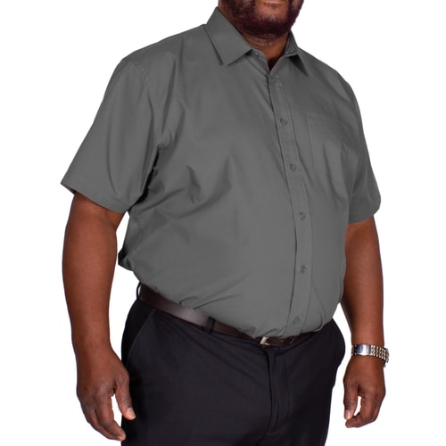 Bigdude Classic Short Sleeve Poplin Shirt Charcoal Tall