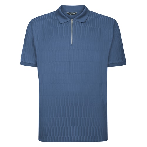 Bigdude Jacquard Zip Up Polo Dusty Blue