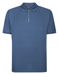 Bigdude Jacquard Zip Up Polo Dusty Blue