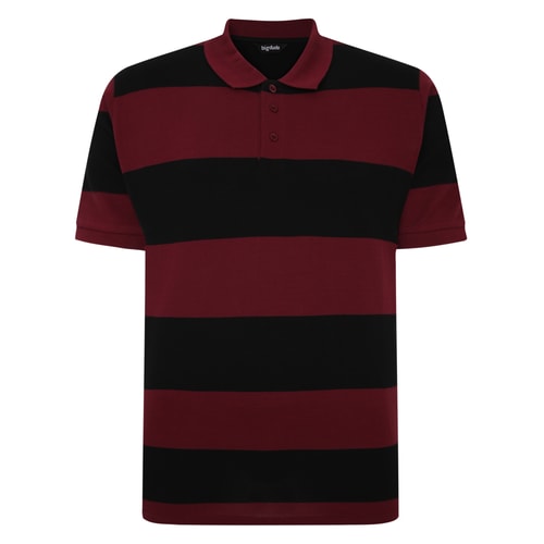 Bigdude Rugby Style Short Sleeve Polo Shirt Burgundy/Black Tall