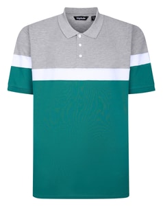 Bigdude Pique Colour Block Polo Shirt Teal/Grey/White Tall