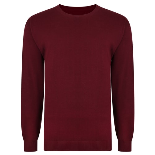 Bigdude Plain Crew Neck Knitted Jumper Burgundy