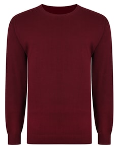 Bigdude Plain Crew Neck Knitted Jumper Burgundy