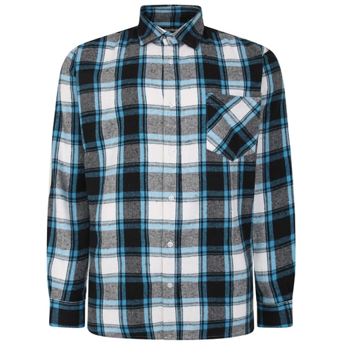 Bigdude Long Sleeve Check Flannel Shirt Light Blue Tall