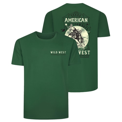 Bigdude American Cowboys Back Print T-Shirt Dark Green