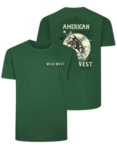 Bigdude American Cowboys Back Print T-Shirt Dark Green