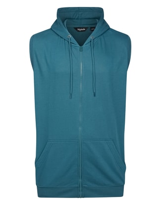 Bigdude Loop Back Sleeveless Hoody Petrol Tall