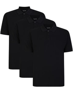 Bigdude 3 Pack Plain Polo Shirts Black
