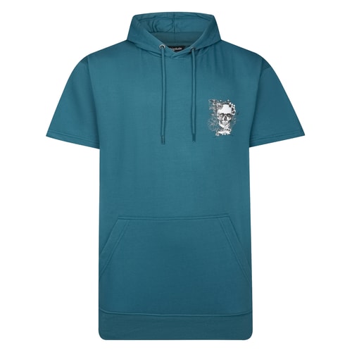 Bigdude Short Sleeve Back Print Hoody Petrol