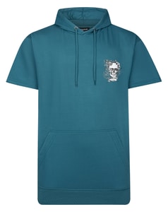 Bigdude Short Sleeve Back Print Hoody Petrol