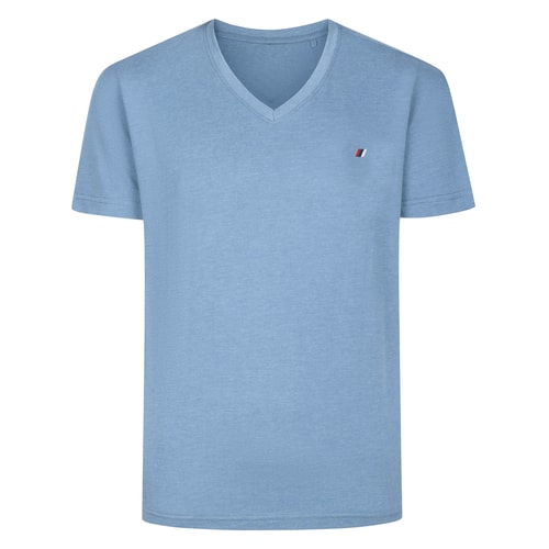 Bigdude Embroidery V-Neck T-Shirt Blue Marl