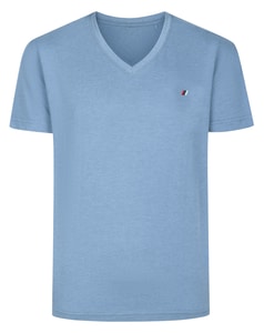 Bigdude Embroidery V-Neck T-Shirt Blue Marl