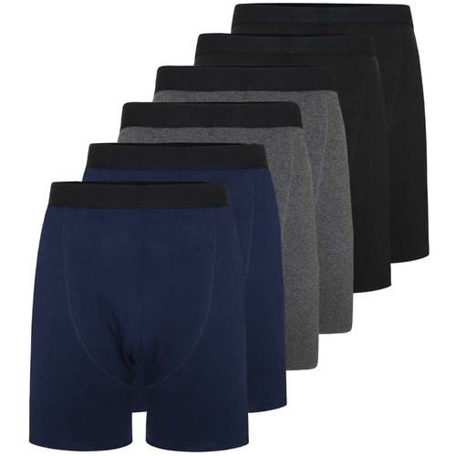 Bigdude 6 Pack Melange Stretch Boxer Trunk Black/Navy/Charcoal