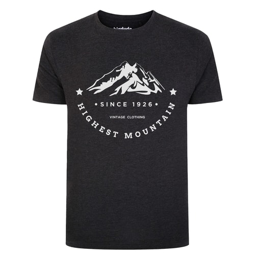 Bigdude Mountain Print T-Shirt Charcoal