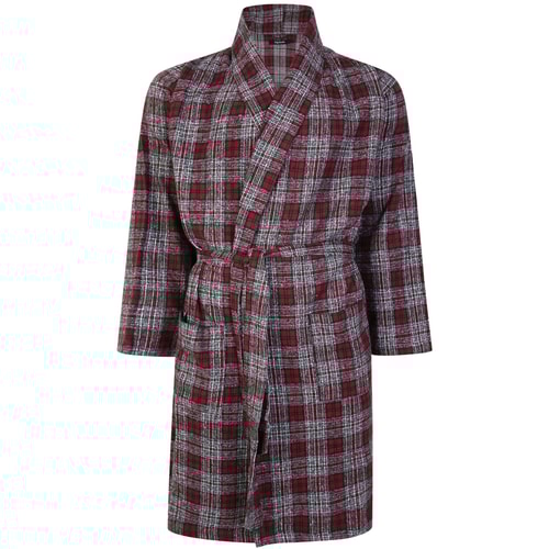Bigdude Flannel Checked Dressing Gown Cherry