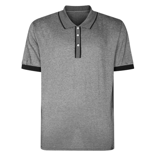 Bigdude Contrast Stripe Tipped Polo Shirt Black/Light Grey