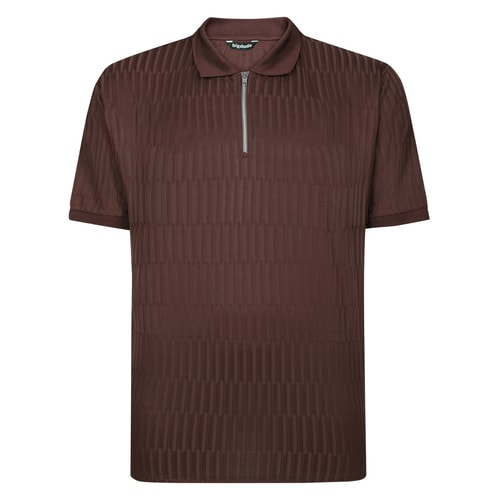 Bigdude Jacquard Zip Up Polo Brown