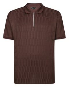Bigdude Jacquard Zip Up Polo Brown
