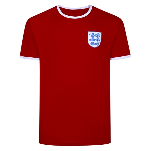 Bigdude England Football Print Contrast Tipped T-Shirt Pepper Red