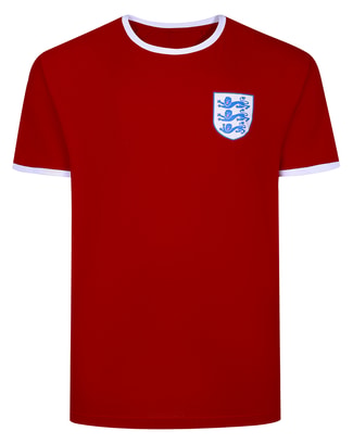 Bigdude England Football Print Contrast Tipped T-Shirt Pepper Red