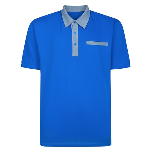 Bigdude Contrast Jersey Polo Shirt Royal Blue