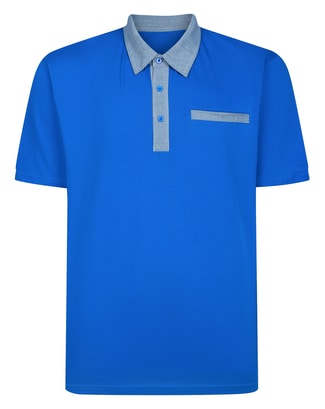 Bigdude Contrast Jersey Polo Shirt Royal Blue