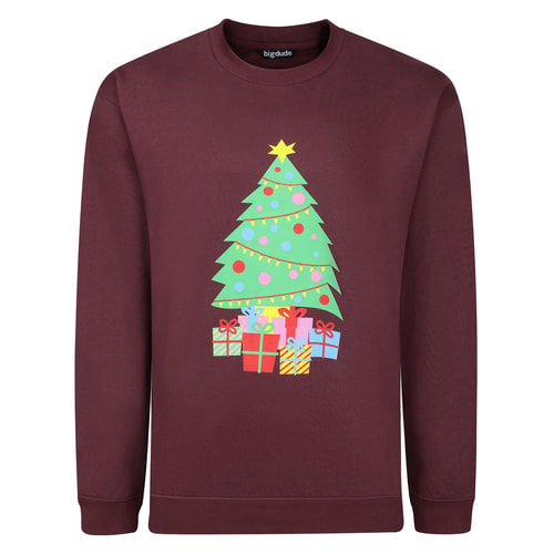 Bigdude Christmas Tree Jumper Burgundy