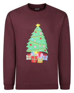 Bigdude Christmas Tree Jumper Burgundy