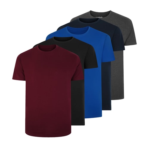 Bigdude 5 Pack Plain T-Shirts Multi