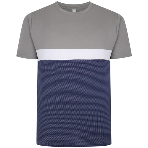 Bigdude Cut & Sew Half Tone Pattern T-Shirt Grey