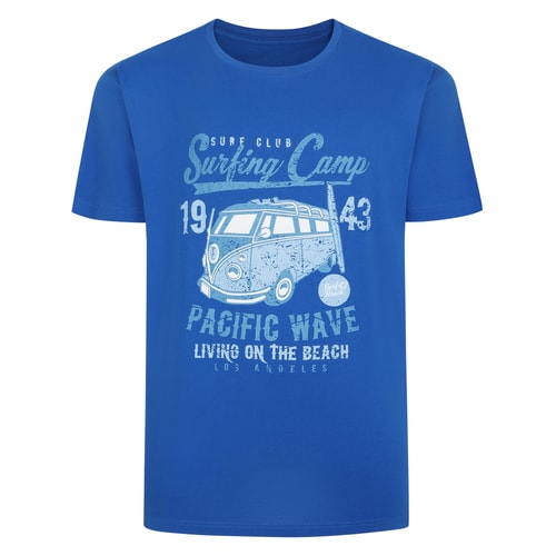 Bigdude Surfing Camp Print T-Shirt Royal Blue