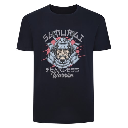 Bigdude Samurai Print T-Shirt Navy Tall