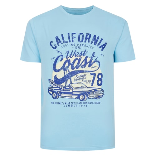 Bigdude California Print T-Shirt Light Blue