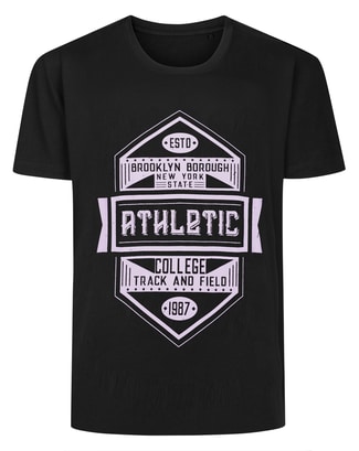Bigdude Athletic Print T-Shirt Black